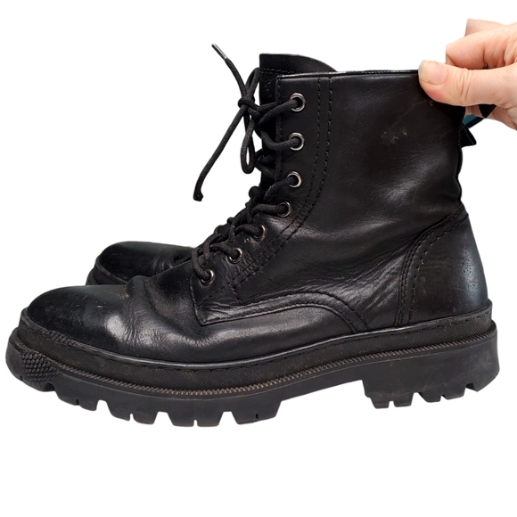 40) ALDO Colt Lace Up & Zip Side Leather Combat Boots Sz. 10 - Picture 5 of 12